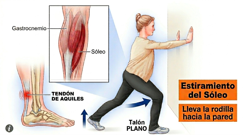 Estiramiento de soleo fascitis plantar
